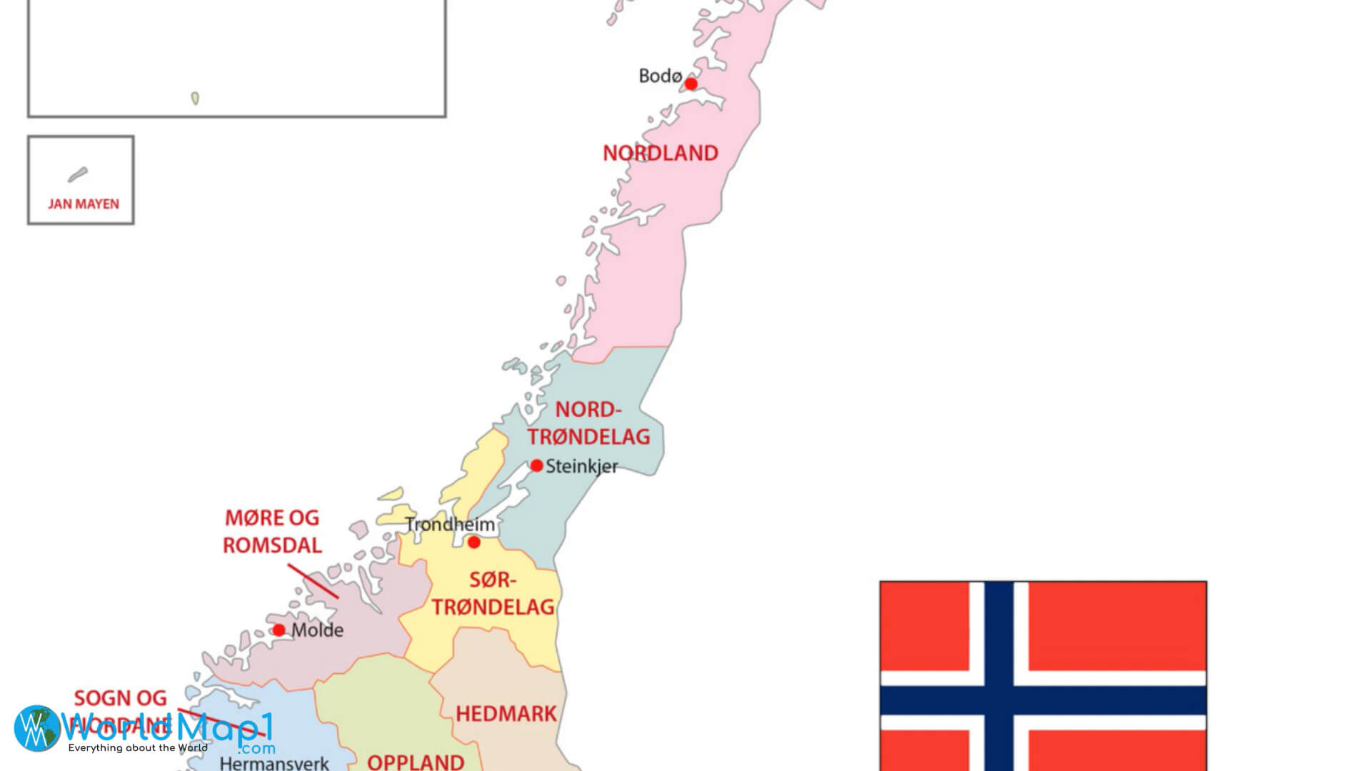 Norway Map with Flag